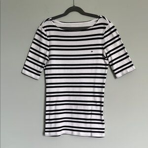 Tommy Hilfiger Boat Neck Striped Top Fitted XS
